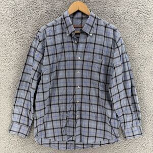 Alan Flusser Dress Shirt Mens Large Blue Multicolor Long Sleeve Button Up Cotton